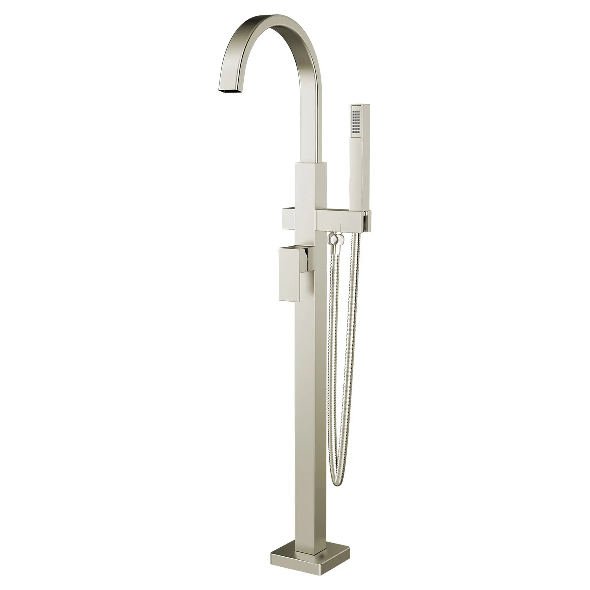 Times Square Contemporary Square Freestanding Tub Faucet with Personal Shower for Flash Rough-in Valve with Lever Handle — thumbnail 3